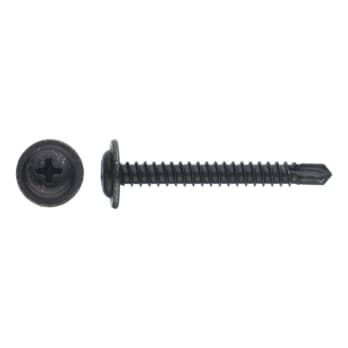 Pan head with pressed-on washer, Phillips head, black galvanised