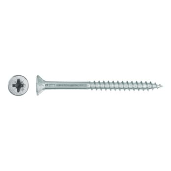 Particle board screw with head recess bore, countersunk head, PT, Z, zinc-plated