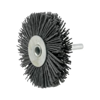 Spindle-mounted wheel brushes with nylon bristles