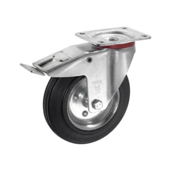 Swivel castors with locking device