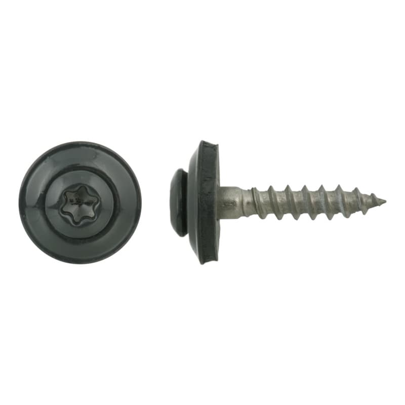 Roofing screw, A2, with painted head, sealing washer 15 mm, 4.5x25, RAL 7016