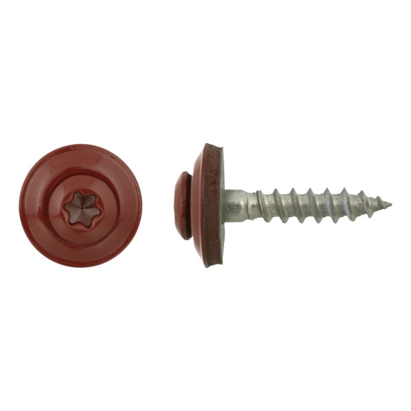Roofing screw, A2, with painted head, sealing washer 15 mm, 4.5x25, RAL 8012