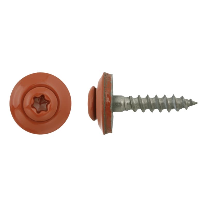 Roofing screw, A2, with painted head, sealing washer 15 mm, 4.5x25, RAL 8004