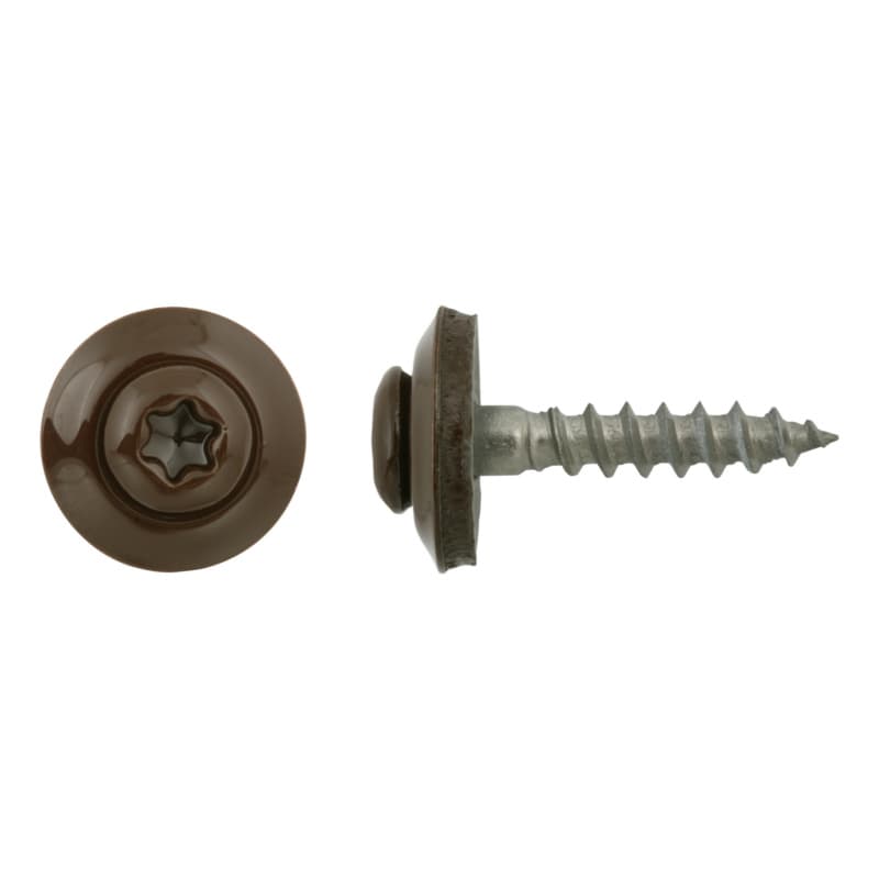 Roofing screw, A2, with painted head, sealing washer 15 mm, 4.5x25, RAL 8014