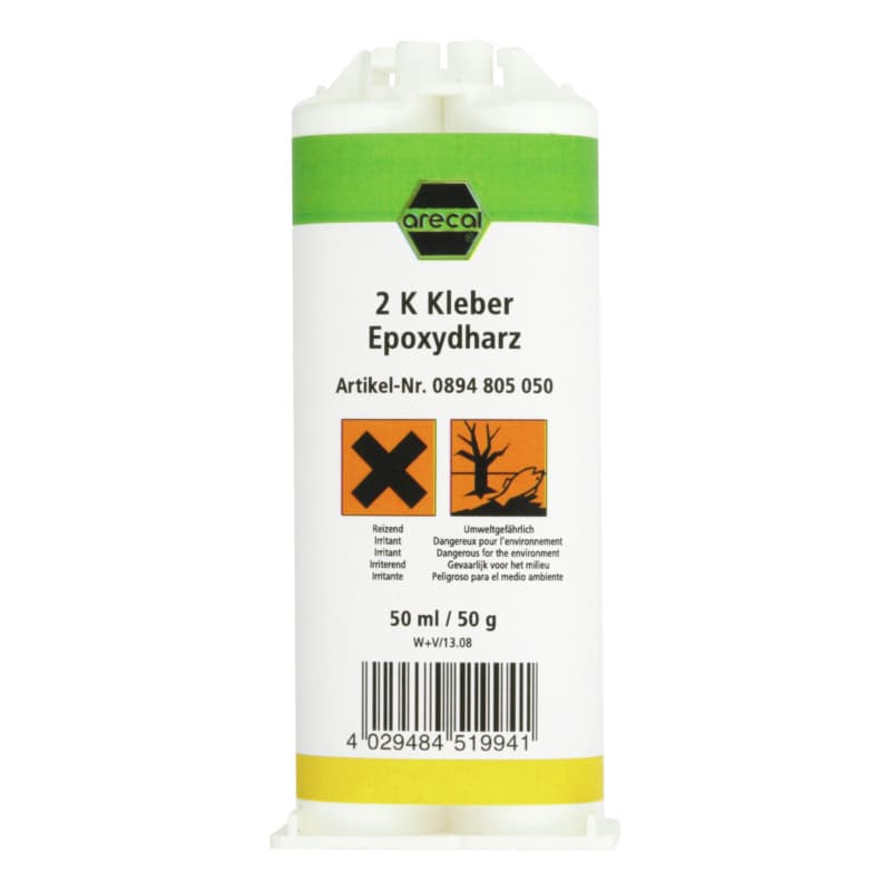 arecal 2-component adhesive, epoxy resin, transparent, incl. 12 mixers, 50 ml
