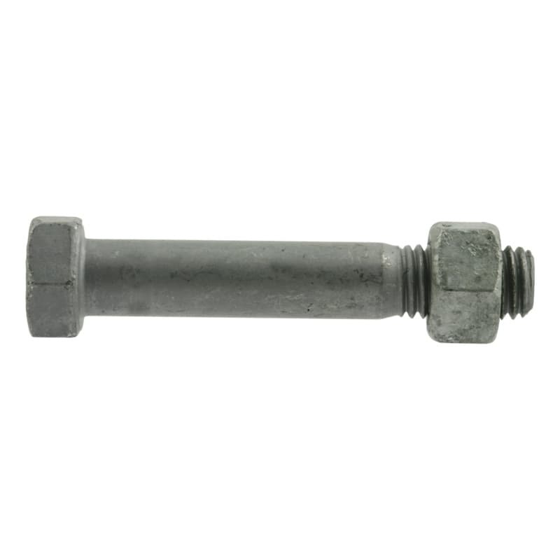 Hexagonal bolt w. nut DIN 7990/ISO 4032 4.6 hot-dip gl/5-2 hot-dip gl M12 x 100