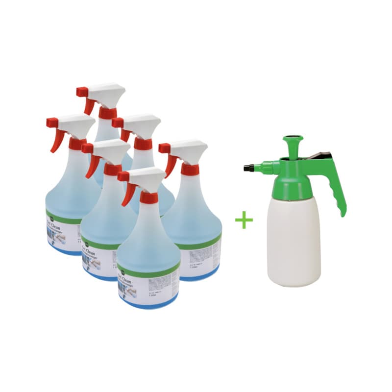 arecal Ölclean workshop cleaner set, 6 bottles + 1 Pumpup