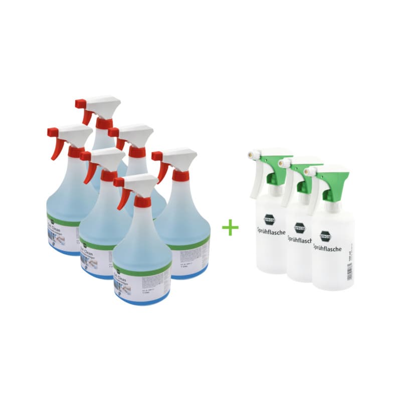 arecal Oil Clean workshop cleaner, set of 6 bottles incl. 3 spray pumps