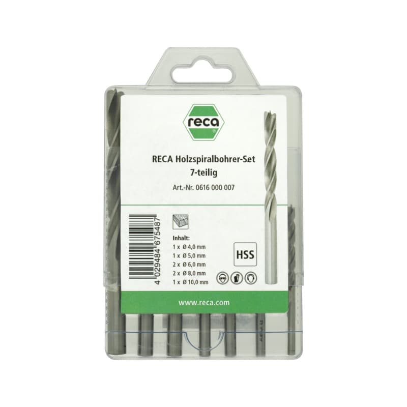 Twist wood drill bit set, 7 pieces