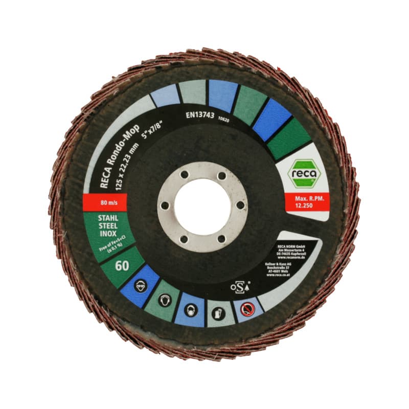Rondo-Mop flap discs, grain: 60, ceramic abrasive grain, 125 mm