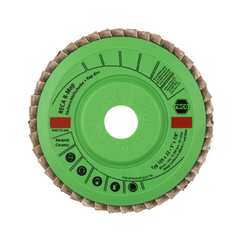 R-Mop flap disc, grain: 40, ceramic abrasive grain, 115 mm