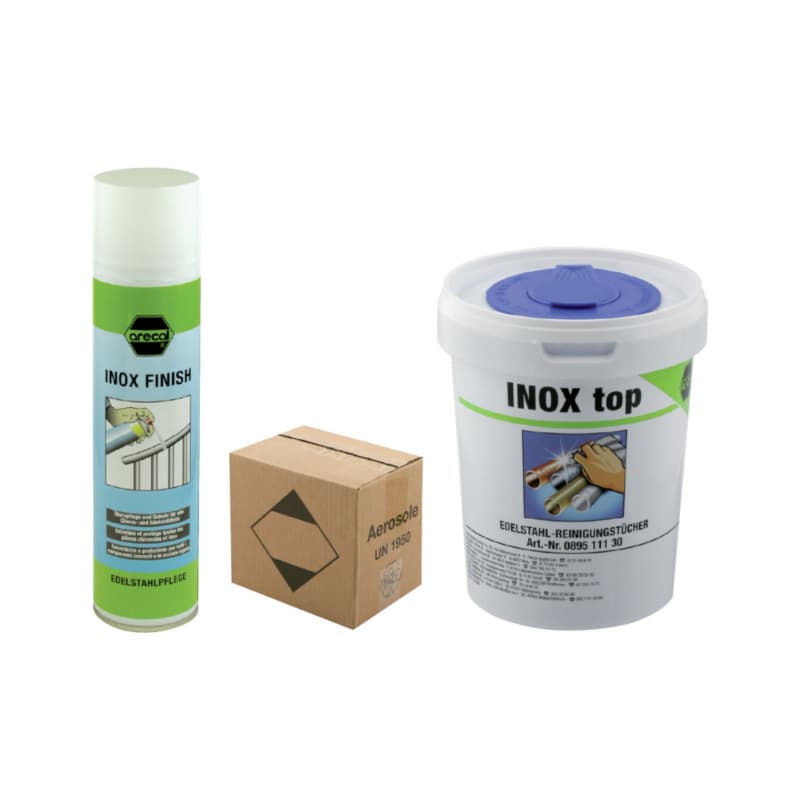 arecal Inoxfinish and InoxTop set, 15 cans Inoxfinish and 1 bucket InoxTop
