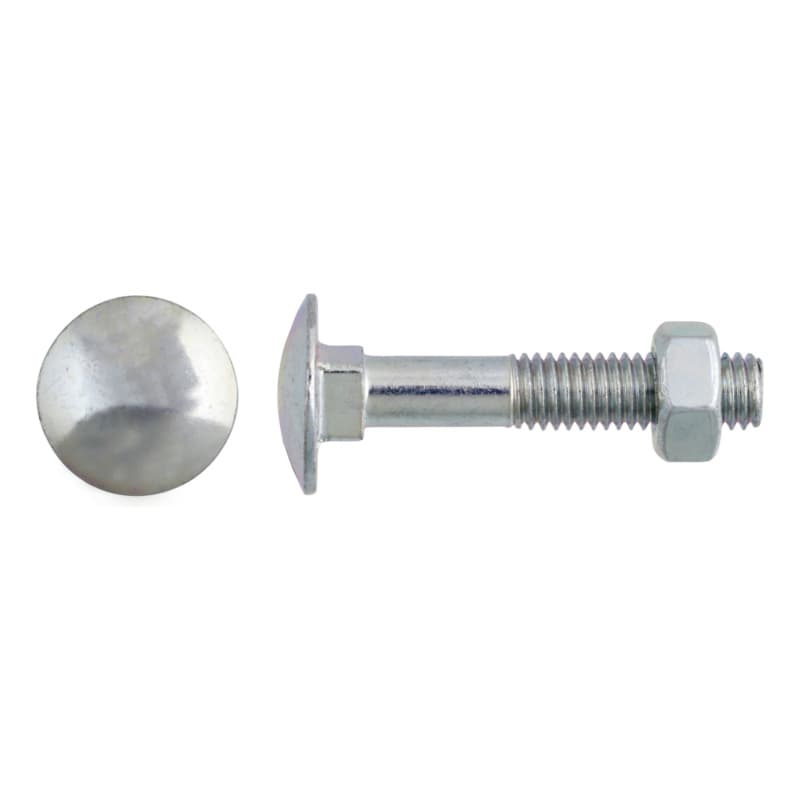 Round head bolt with nut, DIN 603, galvanised, M10 x 100