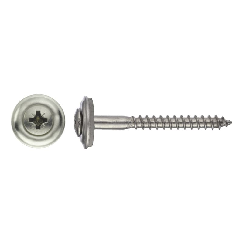 Self-tapping screw, A2, bare, with sealing washer, 20 mm, PZ 2 4.5 x 25
