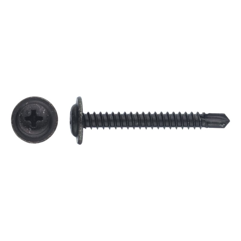 sebS pan head drilling screw w. flange, sim to DIN 7504-N blk galv, H 2 4.2 x 13