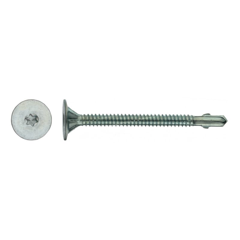 sebS flat countersunk milling head drilling screw, galvanised, TX 30 6.3 x 55