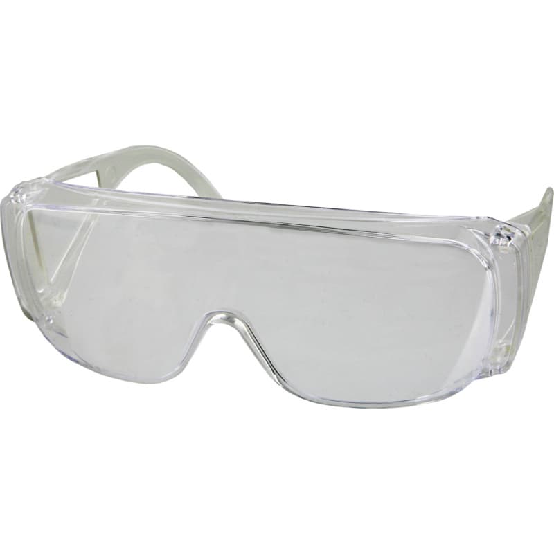 Visitor protective goggles and over-goggles with side and eye protection
