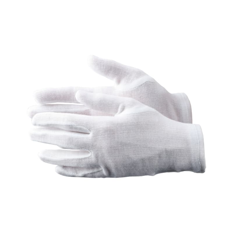 Tricot glove, 100 % cotton, pure white, with fourchette, size 8
