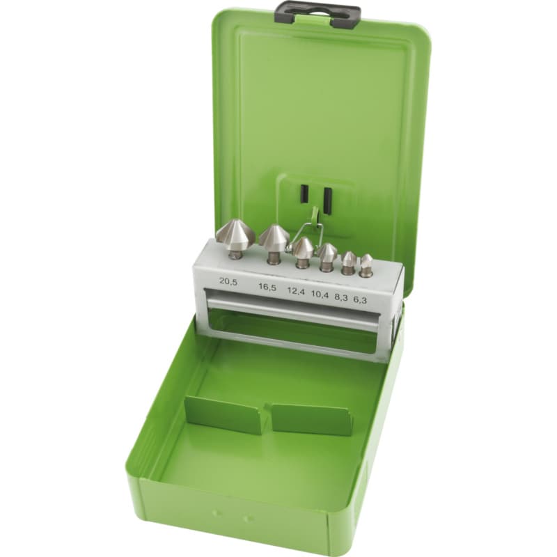 Countersink set, HSS, 1/4" bit holder, 6 pieces