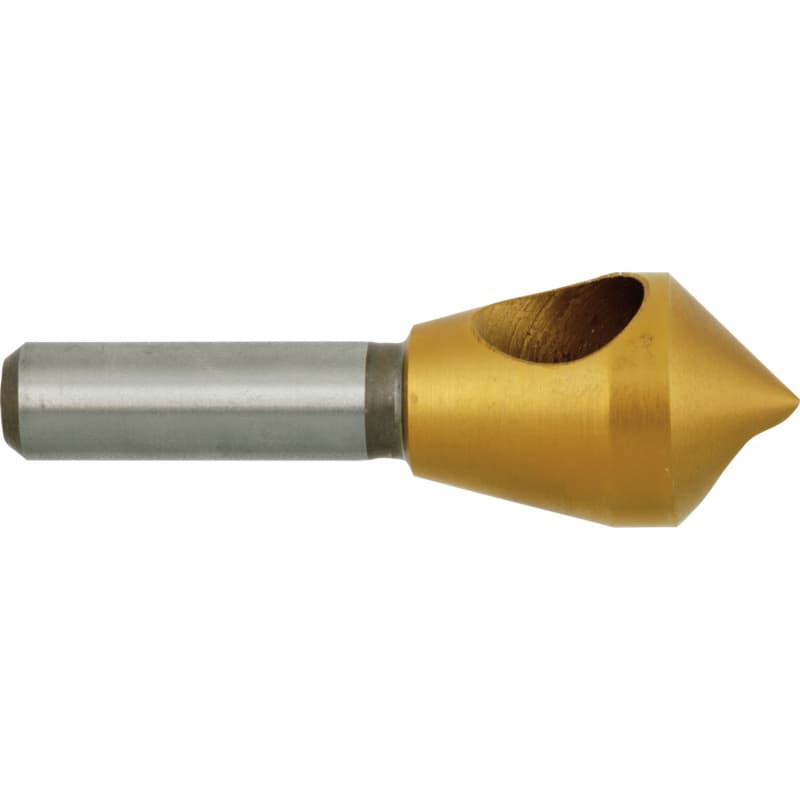 Countersink deburring tool with cross hole, 90°, HSS-Co, TiN, 2–5 mm