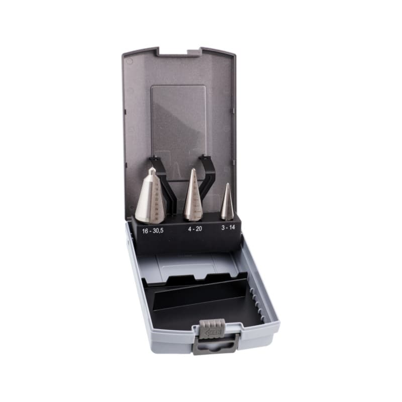 Sheet metal conical drill bit set, HSS, 3 pieces