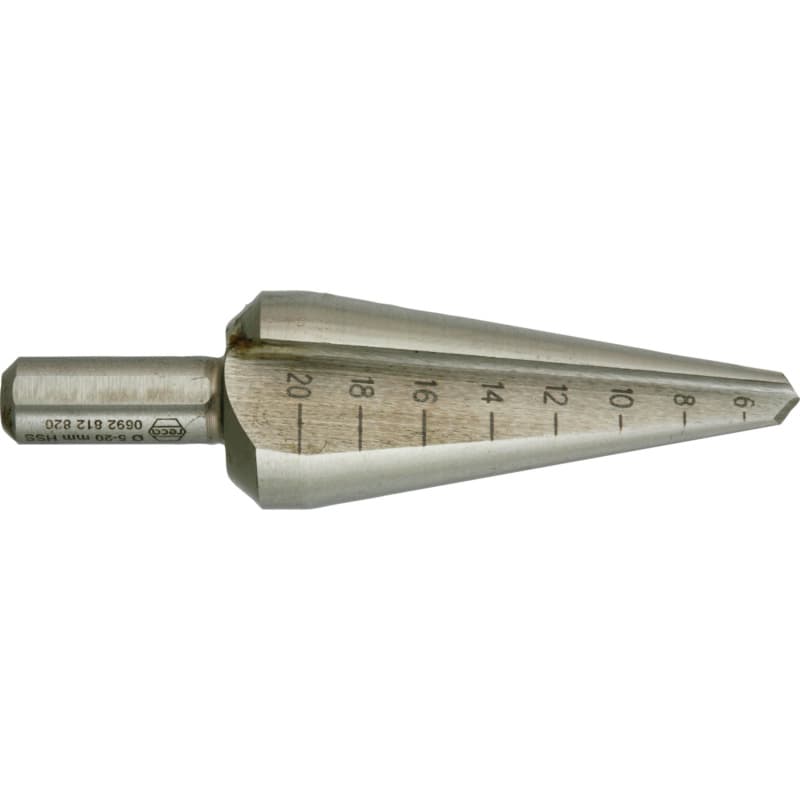 Sheet metal conical drill bit, HSS, size 1, 3–14 mm