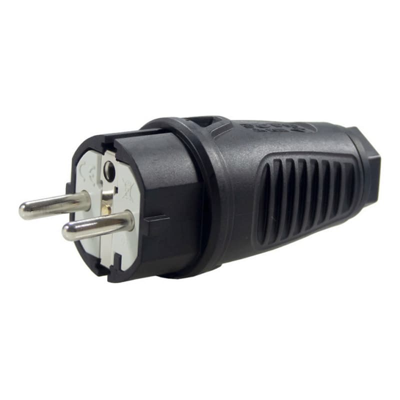 Grounding contact rubber plug, black, degree of protection IP 44 250V/16A
