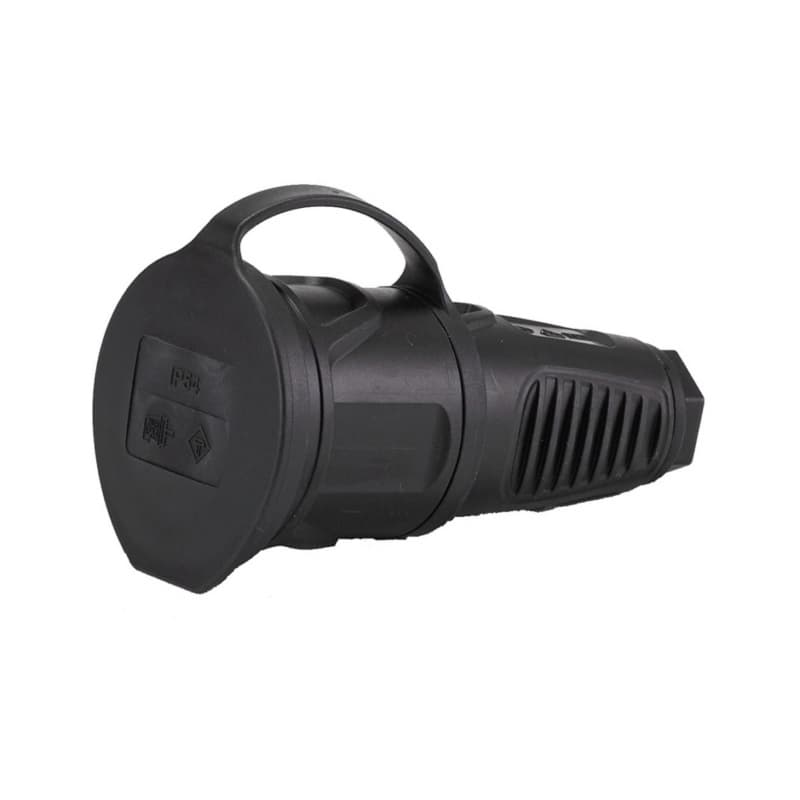 Grounding contact rubber coupling, black, deg. of prot. IP 44, cover 250 V/16 A