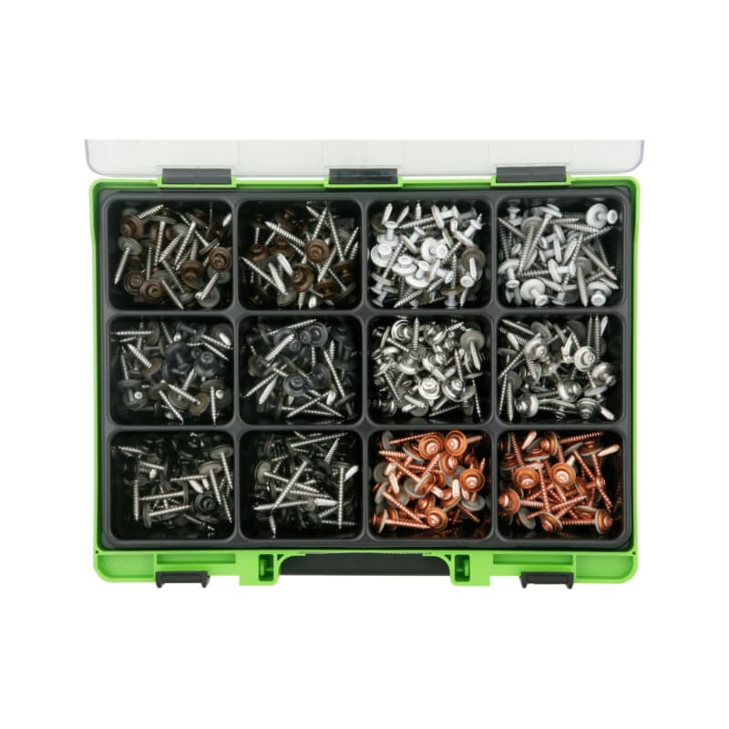 VISO plumber's screw assortment, A2/copper/colour, 15-mm sealing washer, TX 25
