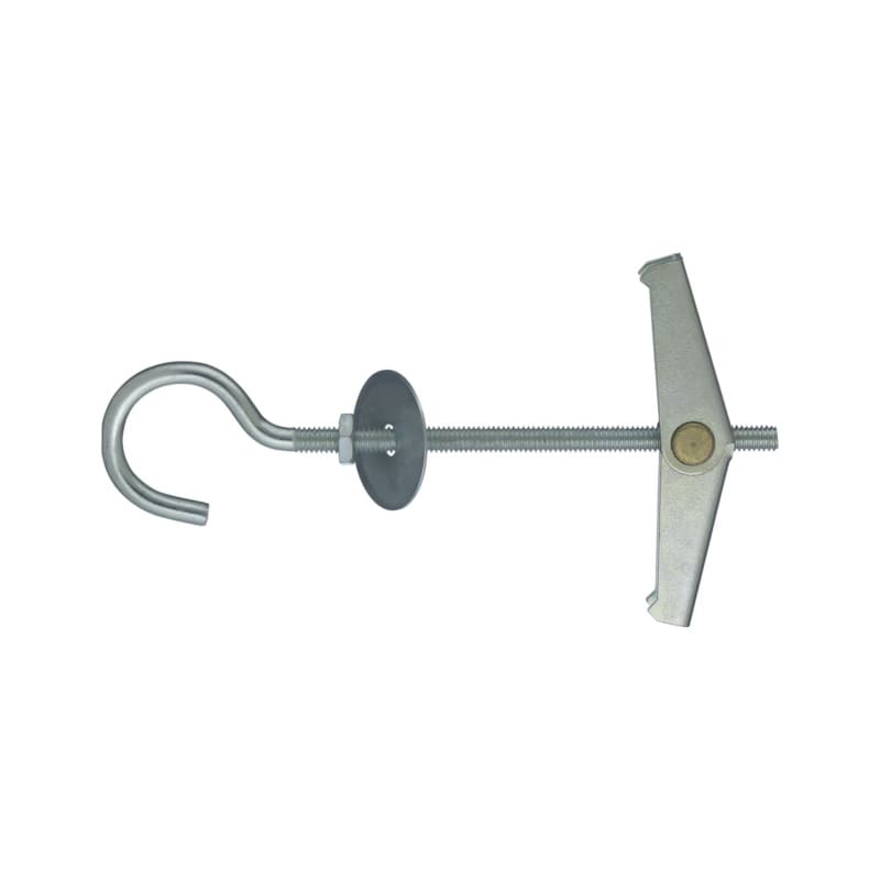 Spring toggle, zinc-plated steel, hook and washer, drill hole dia 14 mm, M4 x 95