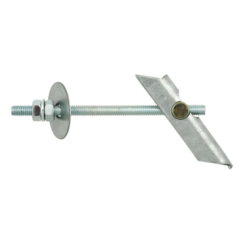 Toggle fixing, galv. steel, hex. nut and washer, drill hole Ø 14 mm, M5 x 100