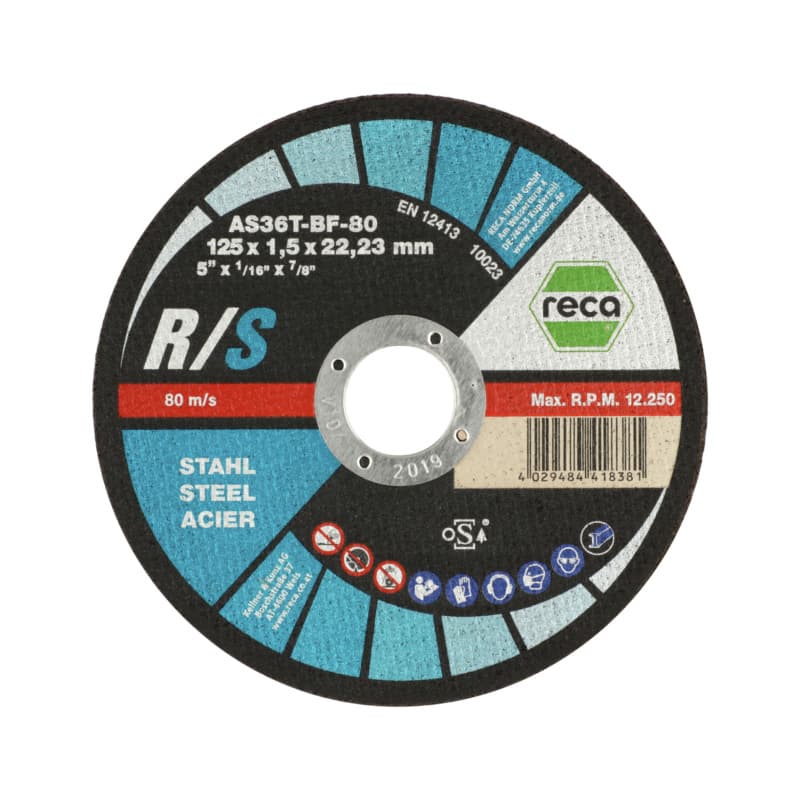R/s cutting disc for steel, straight, 115 x 1.5 x 22.23 mm