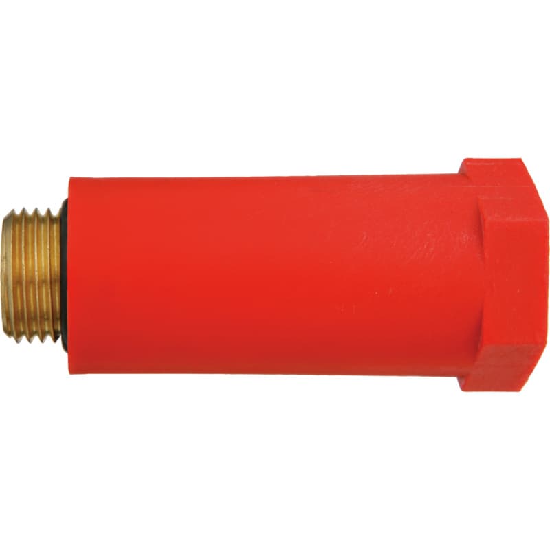 Stop end, plastic, red, with brass threaded insert 1/2"