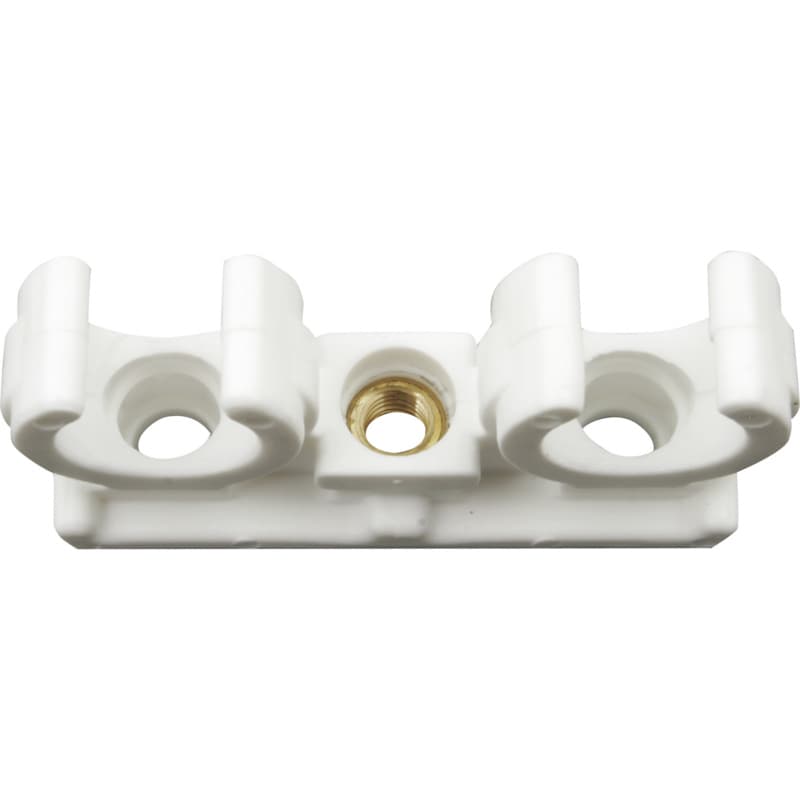 Plastic clip, double, white, 14-15 mm