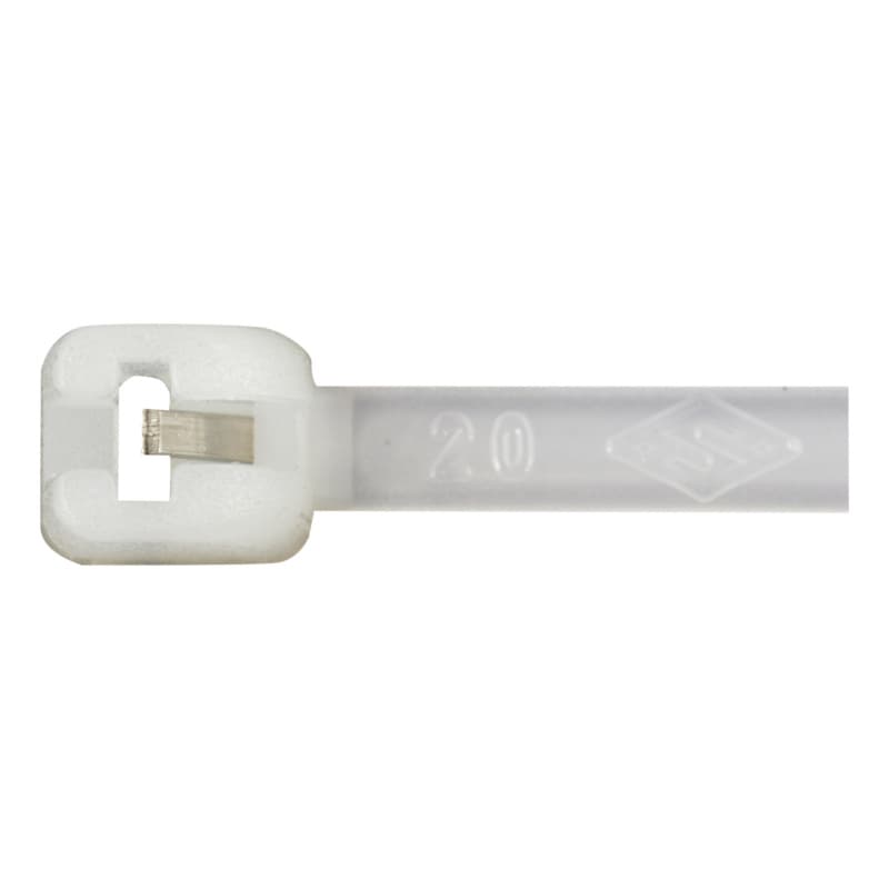 Cable ties, PA 6.6 natural, with metal latch 2.5 x 100 mm
