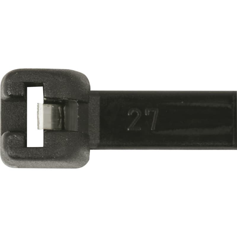 Cable ties, PA 6.6 black, with metal latch 2.5 x 100 mm
