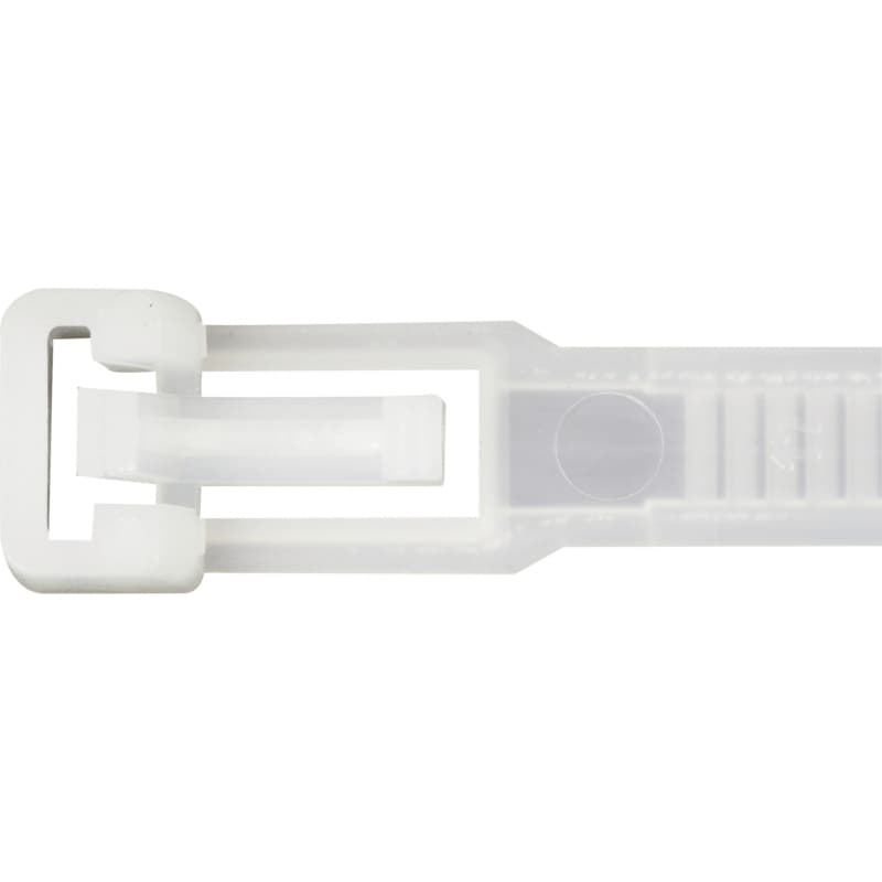 Cable ties, PA 6.6 natural, with plastic latch, detachable 7.5 x 200 mm