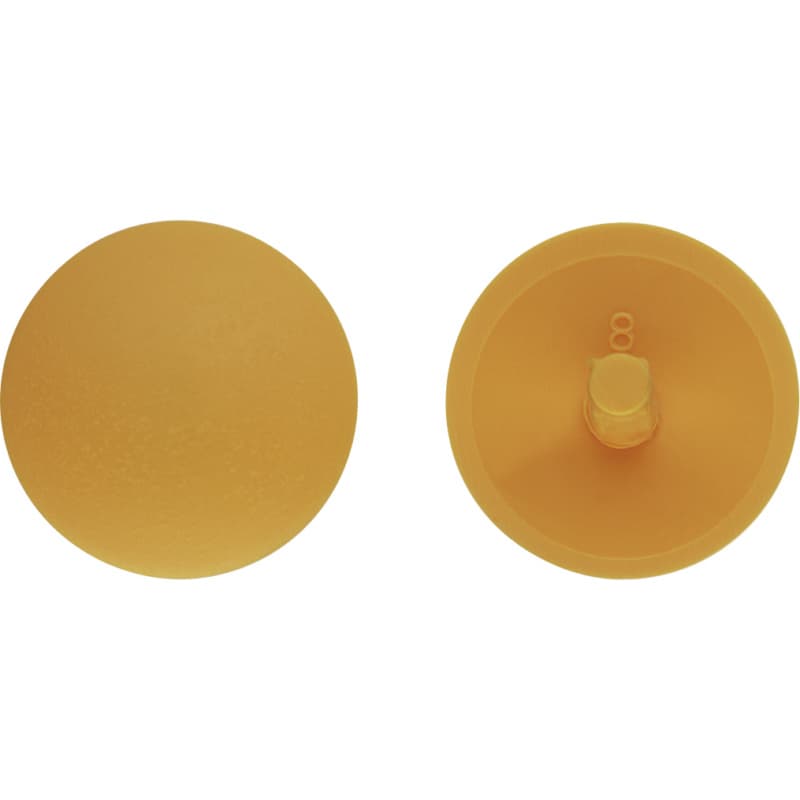 Cover cap for particle board screw, RAL 1017, plastic, saffron yellow, Ø 15