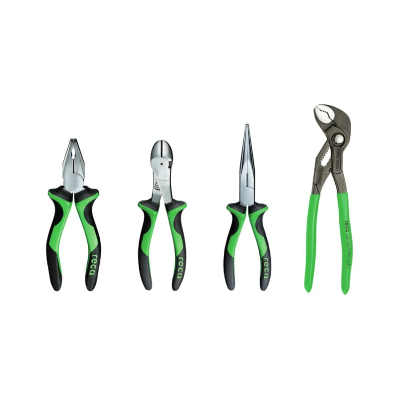 Plier set, 4 pcs., 2-component, dipped handle