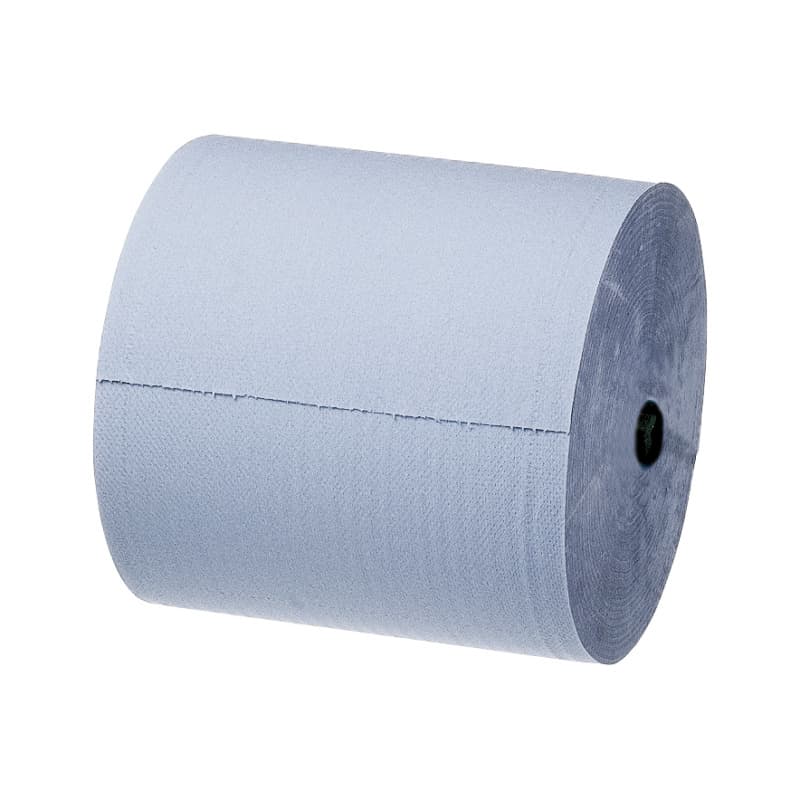 Cleaning paper roll, 500 sheets, 180 metres, two-ply, glued, blue, 22 x 36 cm