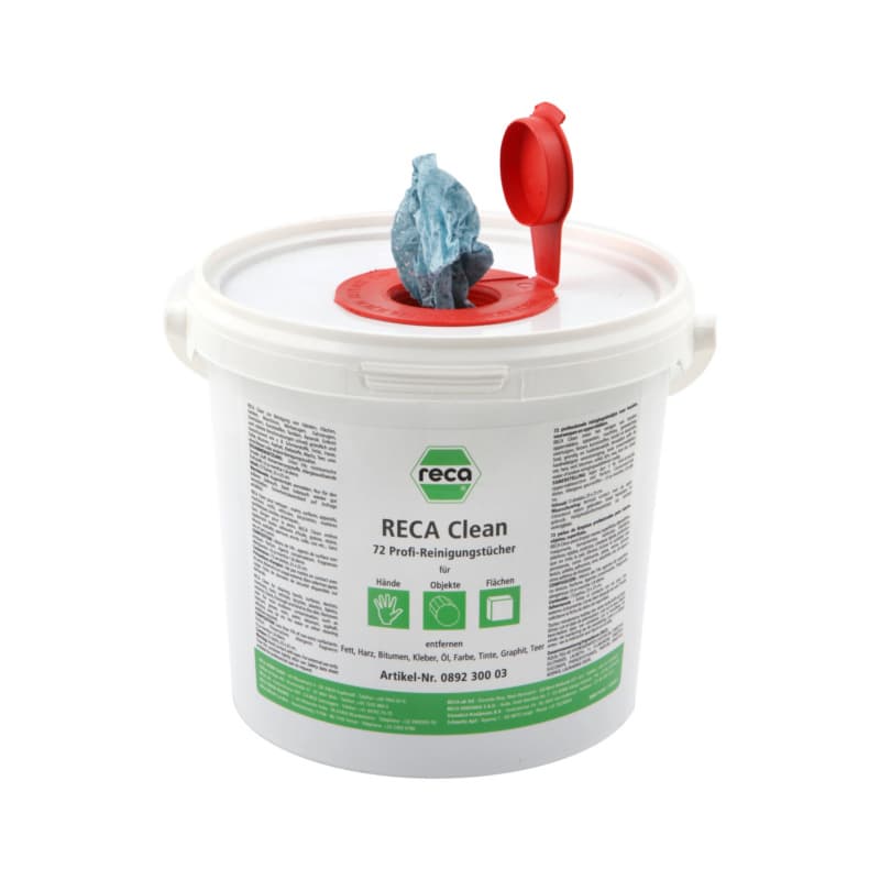 RECA cleaning wipes in bucket