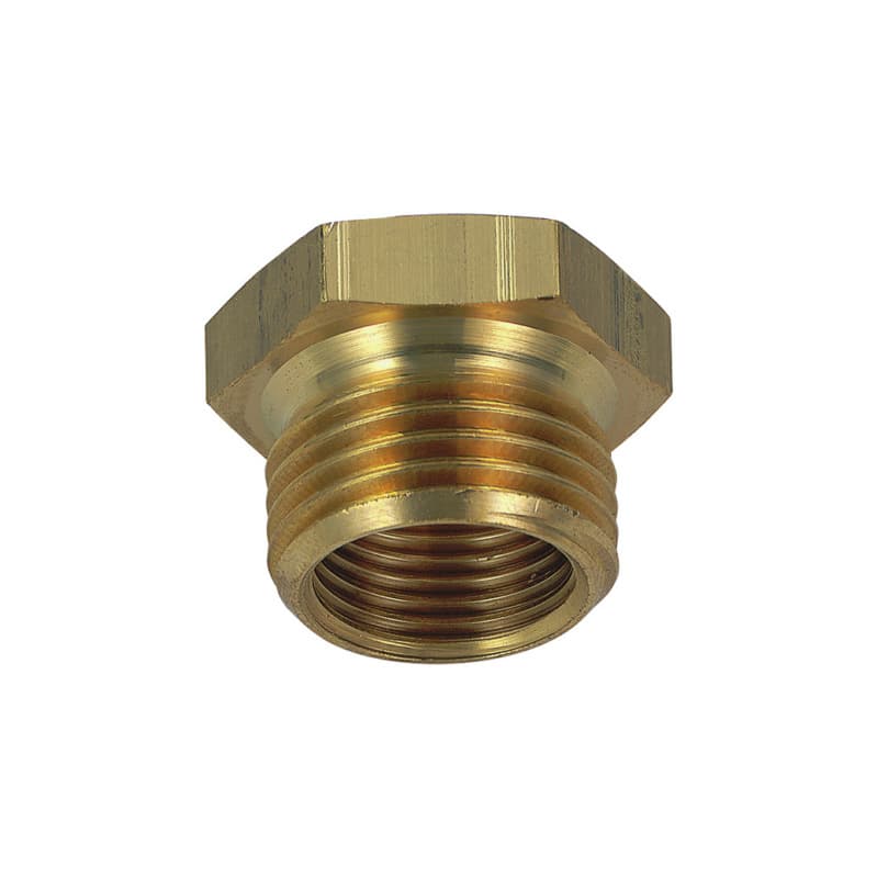 Compressed air pipe reducer, brass, short, 1/4" x 1/2"