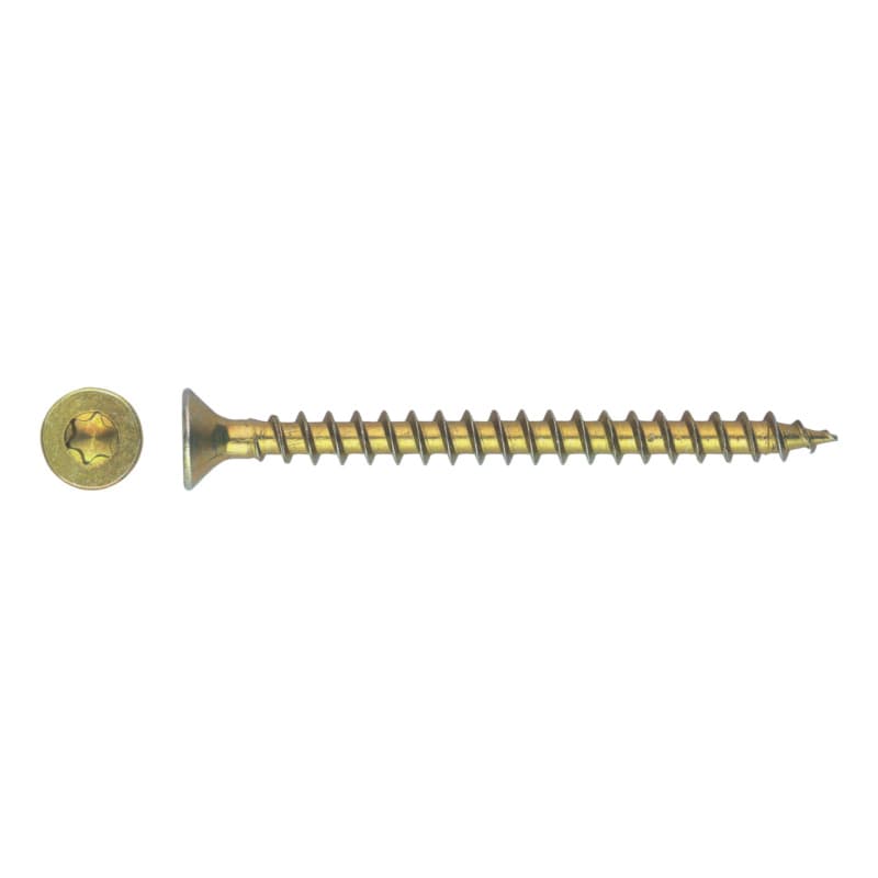 Particle board screw, countersunk head, yellow galvanised, FT, TX 10 3.0 x 12