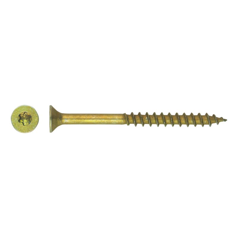Countersunk-head particle board screw, yellow galvanised, TX 10 3.0 x 35/21