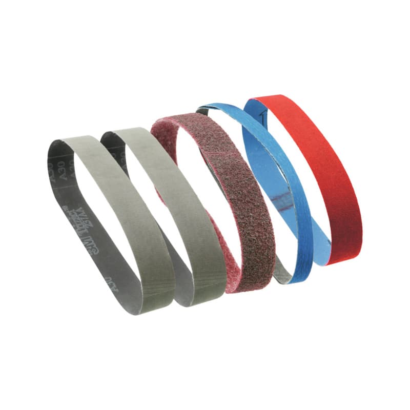 Sanding belts for tube belt sanders, various grains and