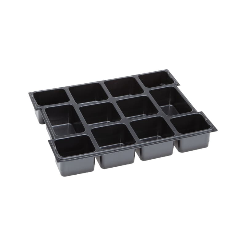 Inlay for plastic system case, 12 compartments, plastic 405 x 315 x 62 mm