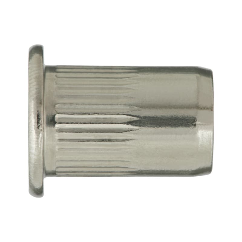 Rivet nut, round pan head, A2, bore Ø 13.0, clamping range 0.5–3.0 mm, M10