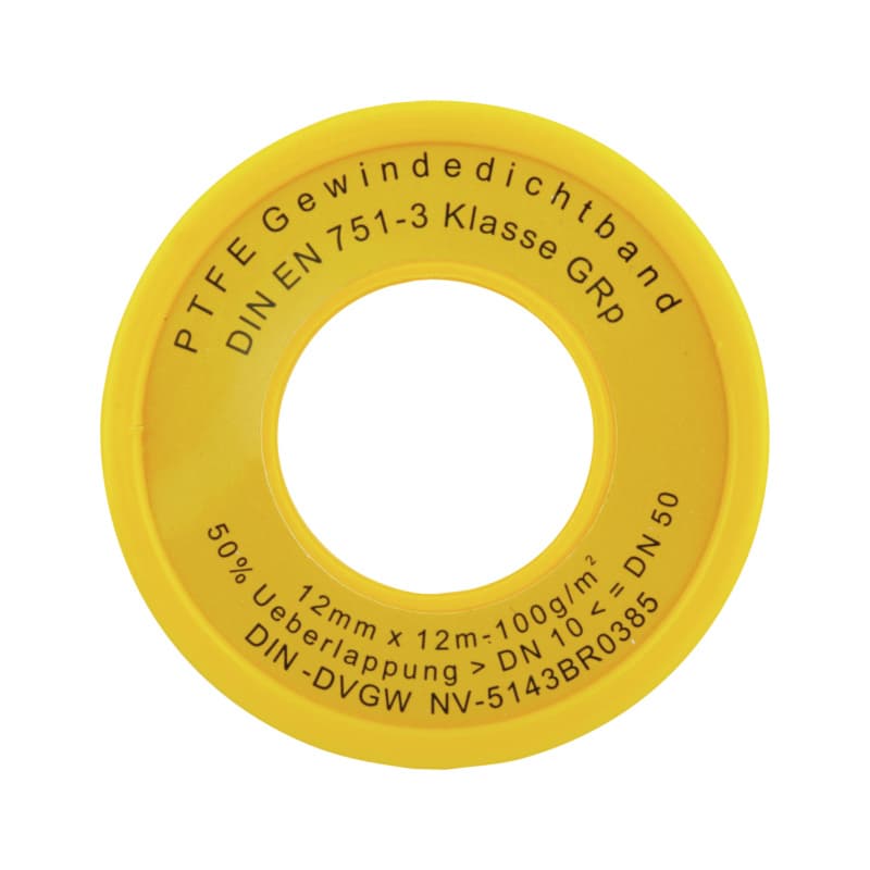 PTFE thread seal tape, DIN-DVGW, coarse thread 12 mm x 12 m