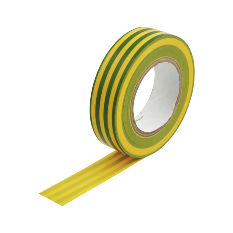 Electrical PVC insulating tape, VDE green/yellow 15 mm x 10 m