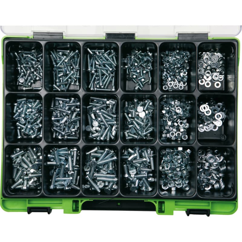 VISO threaded bolt assortment DIN 84/963/934/125 galvanised steel, M4 - M6